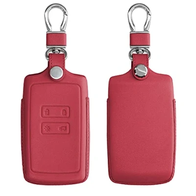 Image de kwmobile Accessoire Clef de Voiture Compatible avec Renault Smart Key 4 Bouton (Keyless Go Uniquement) Coque clé en Simili Cuir Rouge