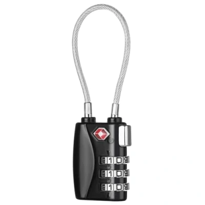 Image de ZHEGE TSA Cadenas Valise à Bagages, 3 Chiffres Codes de Combinaison (Noir, 1 Pièce)