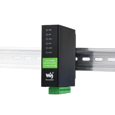 Image de Convertisseur RS485 vers POE Ethernet Serveur Série Industriel Isolé RS485, à 2 canaux Fonctionnement Indépendant, 2X Ports, Support Modbus Gateway MQTT JSON etc.