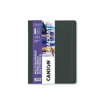 Image de CANSON Graduate Book Mixed Media Carnet cousu 72 pages Grain léger 21,6 x 27,9 cm 200g/m² Blanc