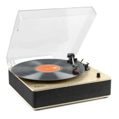 Image de Fenton RP161LW Platine Vinyle Bluetooth Stéréo Bois Clair, Deux Haut Parleurs, Streaming Audio Bluetooth, 3 Vitesses 33 45 78 TR/Min, Style Rétro, Idéal pour Écouter Vos Vinyles et Musiques