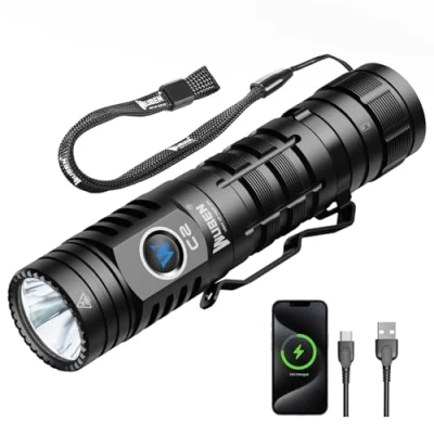 Image de WUBEN C2 Lampe Torche LED Ultra Puissante, 2000 Lumens de Poche Rechargeable, IP68 Étanche 7 Modes 4800mAh Batterie Longue Durée pour Camping/Randonée/Urgence