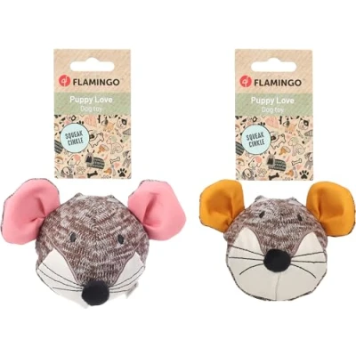 Image de Flamingo Jouet Chiot Puppy Love BRITTY Souris Rose/Ocre 15x9,5x8,5CM Assortiment