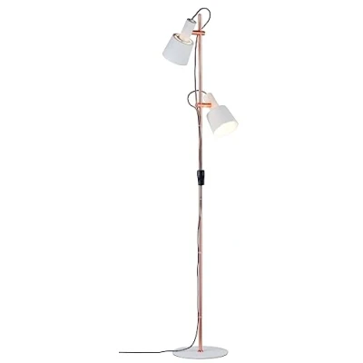 Image de Lampe sur pied E14 Paulmann Neordic Haldar 40 W intensité variable, pivotable, inclinable, avec interrupteur blanc, cuivre mat