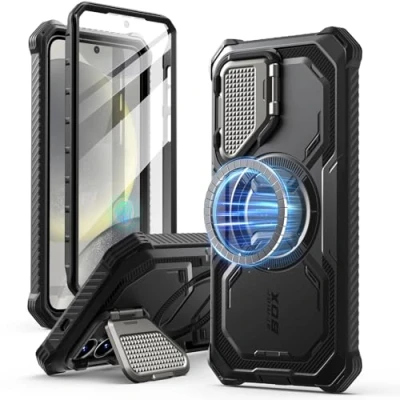Image de i Blason Coque pour Samsung Galaxy S25 Plus MagSafe avec Support Couvercle Caméra &amp; Protection d’Ecran Intégré [Protection Robuste Militaire] (Armorbox) Magnétique Plus, Noir