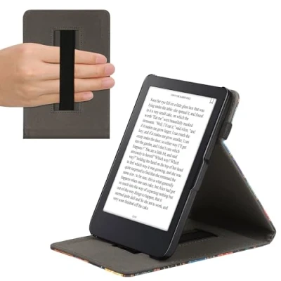 Image de kwmobile Étui Compatible avec Kobo Clara 2E Coque à Rabat magnétique Tablette eReader Similicuir Sangle Multicolore