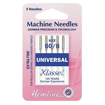 Image de Hemline Lot d&#039;aiguilles universelles pour machine à coudre Taille extrafine 60/8