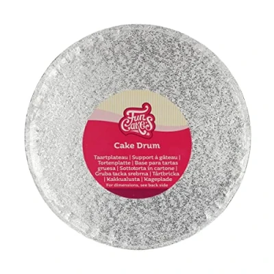 Image de FunCakes Cake Drum Rond Ø20 cm Argent : Rond, Base pour présenter des gâteaux, Haute qualité, Aspect luxueux, 1 pièce.