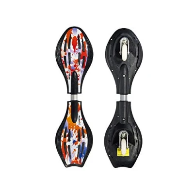Image de MAXOfit® Waveboard Mini « Fire », Charge Max. 100 kg, Roues Lumineuses et Sac Inclus 72cm x 19,5cm 11cm