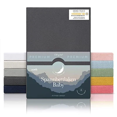 Image de Laleni Premium Draps Housses 40x90 cm en Jersey Drap Housse Bebe certifié Oeko TEX Berceau 100% Coton lit Parapluie Matelas et Linge de Bleu