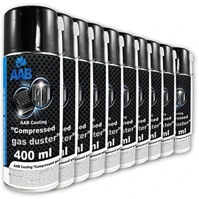 Image de 10 x AAB Bombe Air Sec 400ml Bouteille Comprimé, Nettoyage des Ordinateurs, Dépoussiérant en Spray, Enlever la Poussière, sans Odeur Aérosol, Computer Cleaner, Informatique Matériel