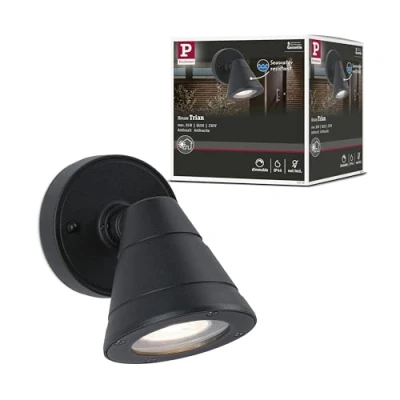 Image de Paulmann 94734 luminaire d&#039;extérieur Applique Trian Résistant à l&#039;eau de mer IP44 Rond 100x125mm Max. 35V 230V Anthracite alu sans Ampoule GU10, Aluminium