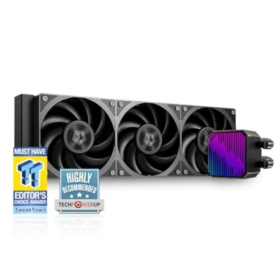 Image de ID COOLING DX360 MAX Refroidisseur liquide pour processeur ARGB AIO 360 mm, radiateur de 38 mm d&#039;épaisseur, ventilateurs haute efficacité 3 x 120 prise en charge zéro tr/min, Intel