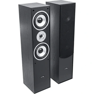 Image de LTC LB766 Pack Deux Enceintes Colonnes Sono HiFi Professionnelles 3 Voies Bassreflex 360W RMS Caisson de basses 16cm Noir Neuf