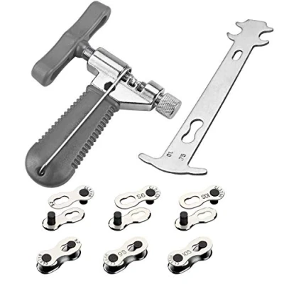 Image de Boîte à Outils pour chaîne de Bicyclette, 6 Paires Chaînon manquant vélo + Breaker Bicyclette+ Jauge d&#039;usure chaîneGroupe d &#039;Outils la réparation mécanique