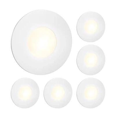 Image de ledscom.de 6 lampes d&#039;escalier LED/encastrées dans le mur FEX pour l&#039;intérieur et l&#039;extérieur, rondes, 85mm Ø, blanc chaud