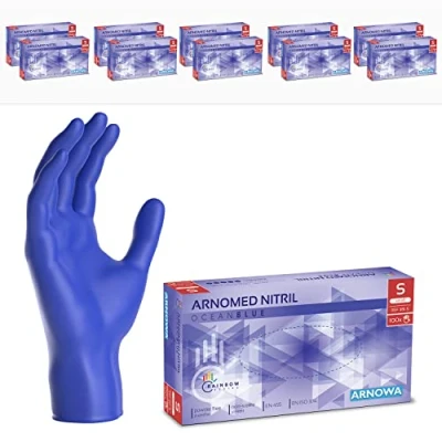 Image de ARNOMED gants jetables bleu océan, nitrile taille S, gant jetable 1000 pièces (10 boîtes), en non poudrés &amp; sans latex, cuisine, a usage unique M, L XL
