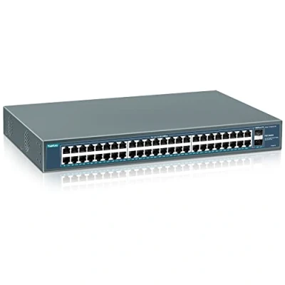 Image de YuanLey 48 Port Gigabit PoE Switch Unmanaged with 2 1000Mbps SFP Uplink, Commutateur Réseau PoE+ Haute Puissance 50 Ports 802.3af/at 800W, Power Over Ethernet pour Montage en Rack