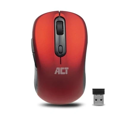 Image de ACT Souris sans Fil Rouge 1600 DPI 2.4Ghz USB Mini Dongle Droitier Légère AC5135