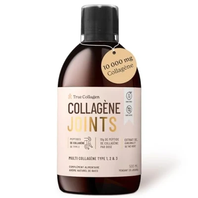 Image de True Collagen Joints 500 ml I Collagène marin liquide (Type I, II et III) Glucosamine, MSM, Chondroïtine, Curcuma Vitamine C, B12, D Sans sucre