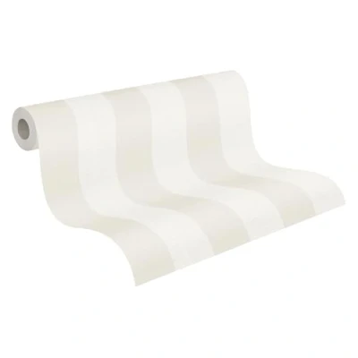 Image de A.S. Création Papier peint intissé Tapisserie à rayures en beige et blanc pour différentes pièces mural de 10,05 m x 0,53