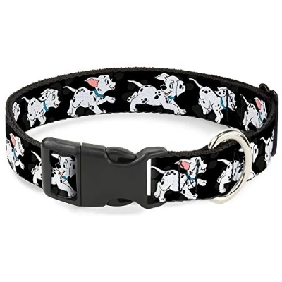 Image de Buckle Down Collier à Clip en Plastique Dalmatiens Running/Pattes Noir/Gris/Blanc/Noir 2,5 cm de Large Convient pour Tour Cou 27,9 43,2 Taille M