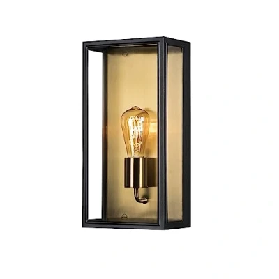 Image de Konstsmide Carpi 7349 758 Applique Murale Acier/Verre Transparent E27 Noir/Laiton 20,5 x 12,5 40 cm