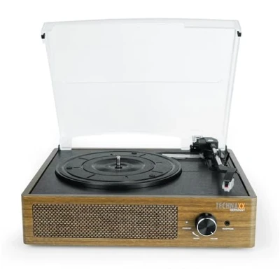 Image de Technaxx BT Rétro LP Lecteur avec Fonction d&#039;enregistrement, Platine Vinyle de Style Vintage pour disques Bluetooth et Haut parleurs intégrés TX 186 Sortie RCA, 3 Vitesses, AUX in, USB