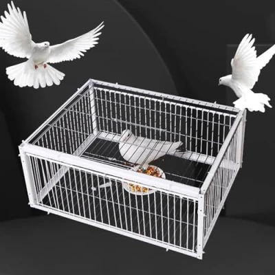 Image de cage piège à poulets et oiseaux, animaux vivants sans cruauté avec porte d&#039;entrée unidirectionnelle, pigeons de contrôle en métal conception anti fuite, assemblage facile