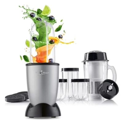 Image de GOURMETmaxx Mr. Magic Mixer Smoothie Maker avec paquet d&#039;accessoires XXL 18 pièces Blender couvercles anti fuite Pour conserver la fraîcheur shakes, smoothies etc.