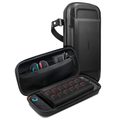 Image de Spigen Rugged Armor Pro Étui Compatible avec Nintendo Switch 2 2025 Housse de Transport Espace Stockage pour Carte Jeu Noir