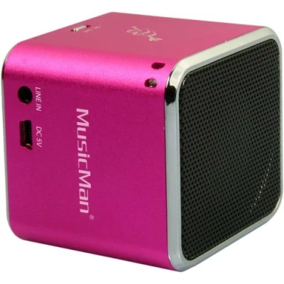 Image de MusicMan Mini enceinte Bluetooth portable Prise en charge de la carte MicroSD Soundstation mobile compacte pour Smartphones Tablettes Ordinateurs portables BT X2 (rose)