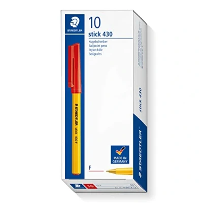Image de STAEDTLER Stick 430 F 2 Boîte de 10 stylos à bille Pointe fine Rouge