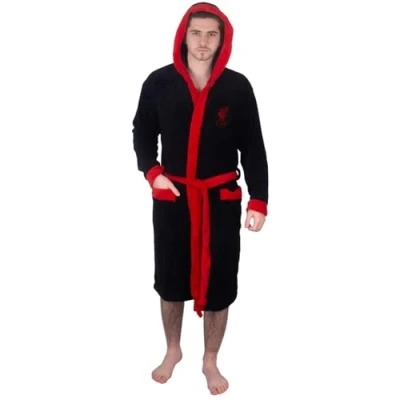 Image de Liverpool FC Officiel Robe de Chambre à Capuche thème Football Polaire Homme Noir XL