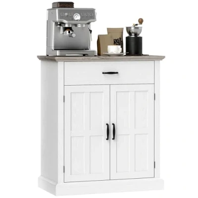 Image de Buffet salon HOMCOM style moderne placard à 2 portes, tiroir et étagère réglable, 75,2 x 40 91,5 cm blanc