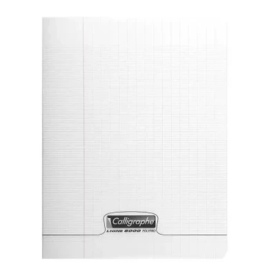 Image de Calligraphe 18129C Un Cahier Agrafé Incolore (une Marque de Clairefontaine) 17x22 cm 96 Pages Grands Carreaux Papier Blanc 90 g Couverture Polypro Transparent