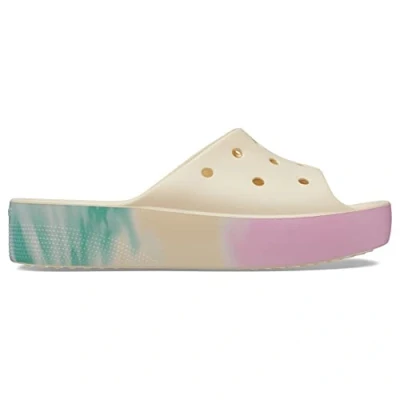 Image de Crocs Femme Classic Platform Slide Sandale Glissante, Vanilla/Multi, 56 EU
