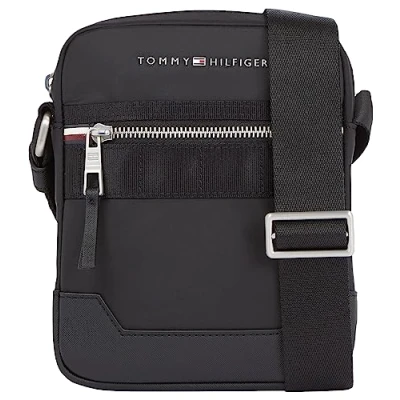 Image de Tommy Hilfiger Homme Sac à Bandoulière Elevated Nylon Reporter avec Fermeture Éclair, Multicolore (Black), Taille Unique