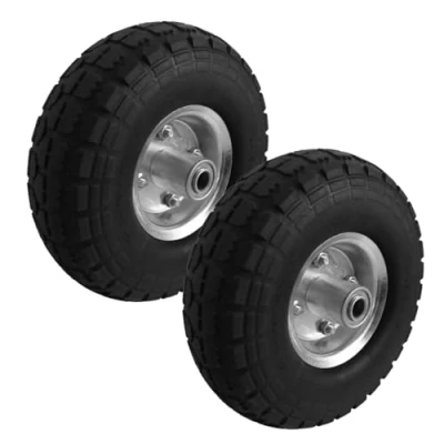 Image de Linxor Lot de 2 Roues increvables pour Chariot 26 x 8.5 cm, axe 16 mm Noir
