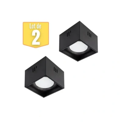 Image de Lot de 2 Plafonniers LED carré 10W 700lm 4200K Noir