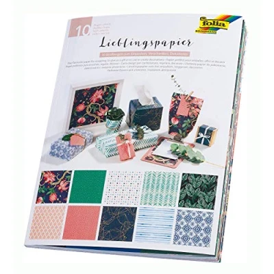 Image de folia 37001 Papier à Motif imprimé sur Un Seul côté, env. 50 x 70 cm, 80 g/m², Feuilles en 10 Motifs différents Idéal pour emballer, Offrir et bricoler