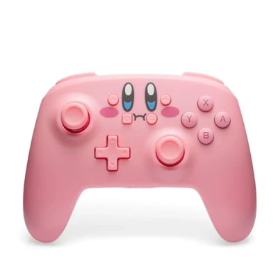 Image de manette sans fil PowerA pour Nintendo Switch Kirby Bouche pleine, rose, &amp; Lite Modèle OLED, de jeu, Bluetooth, commandes par mouvement, sous licence officielle