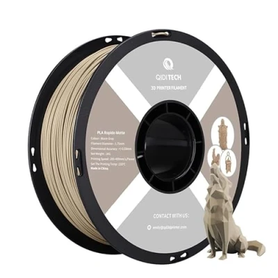 Image de QIDI TECH Filament PLA Rapido Matte 1.75mm, Imprimante 3D 1kg (2.2lbs), Convient pour l&#039;impression à haute vitesse, la plupart des imprimantes FDM, Gris Chaud