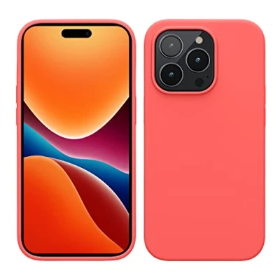 Image de kwmobile Housse Compatible avec Apple iPhone 14 Pro Coque de téléphone Fine Finition Douce Corail Fluo