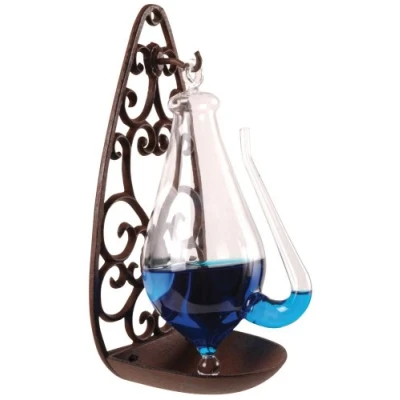 Image de Esschert Design TH31 Baromètre en Verre avec Support Fonte Transparent 13,9 x 12 27,7 cm