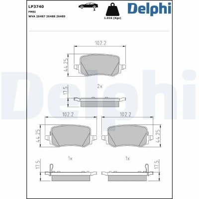 Image de Kit de plaquettes frein, frein à disque DELPHI LP3740