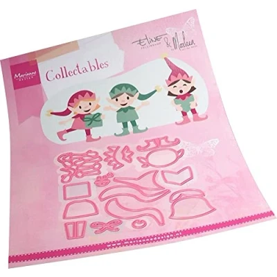 Image de Marianne Design Objets de Collection, Elfes Noël par Eline &amp; Marleen, Motifs complexes et détails en Relief pour créations Papier, Rose, Taille unique