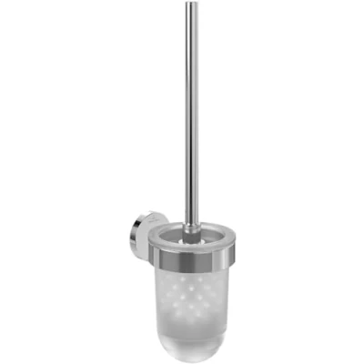 Image de Ensemble Brosse WC Villeroy &amp; Boch Elements Tender, Porte pour Montage Mural, avec réservoir en Verre satiné, Rond, chromé