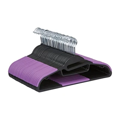 Image de Amazon Basics Cintres en plastique enduit de caoutchouc, noir/violet, Lot 50