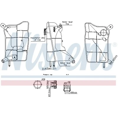 Image de NISSENS 996304 Vase d&#039;Expansion 1,4 sans capteur de niveau liquide refroidissement avec couvercle PEUGEOT: 207 3/5 portes, CC, SW